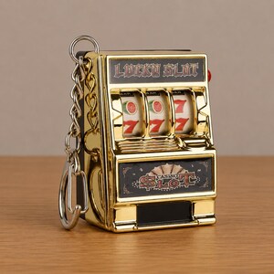 Mini Slot Machine Keychain, Mini Jackpot Toy Key Ring, Gift Idea
