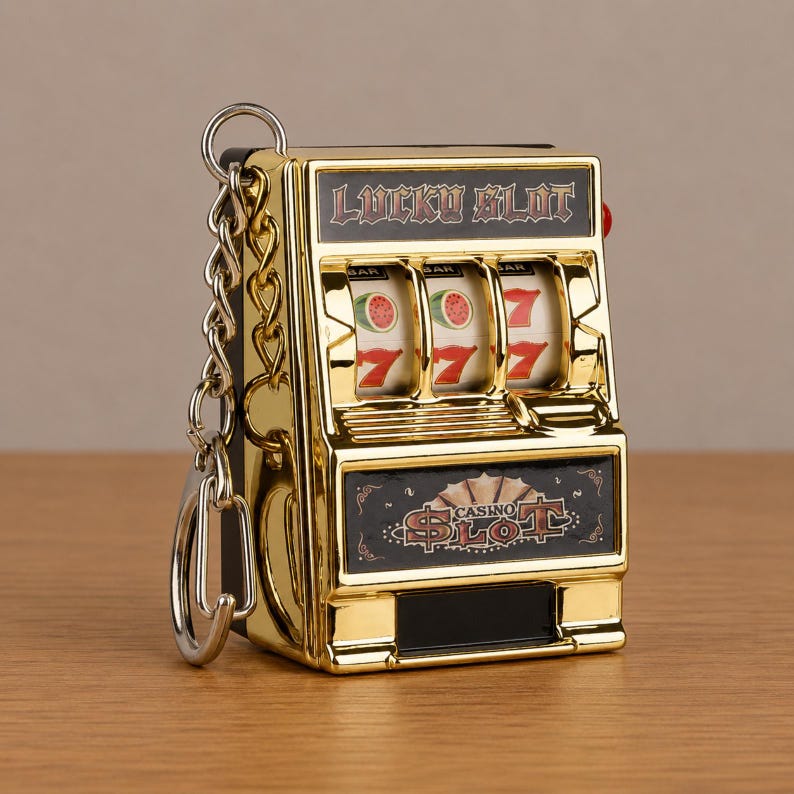 Mini Slot Machine Keychain, Mini Jackpot Toy Key Ring, Gift Idea