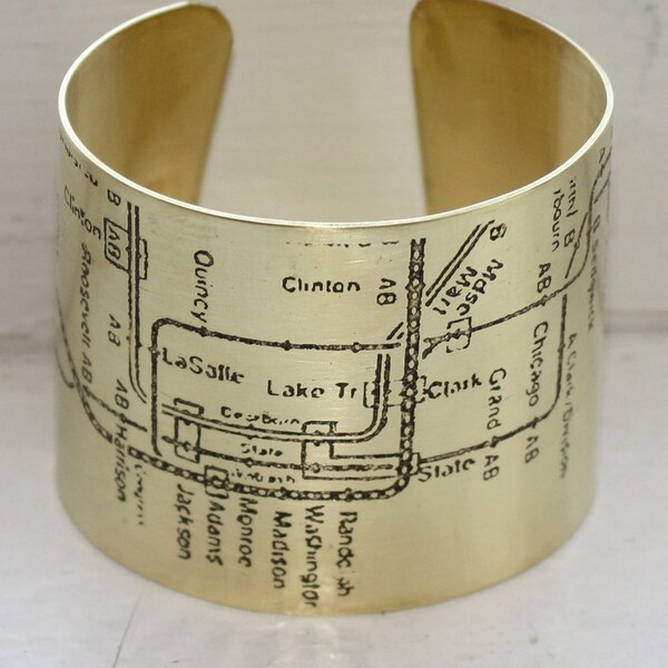 Etched Chicago CTA cuff - Brass