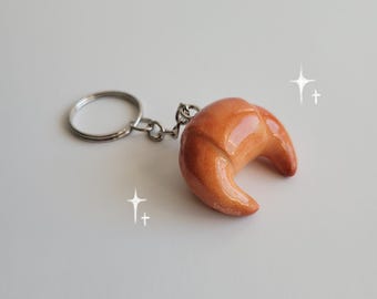 Handmade Croissant Keychain | Polymer Clay Food Charm