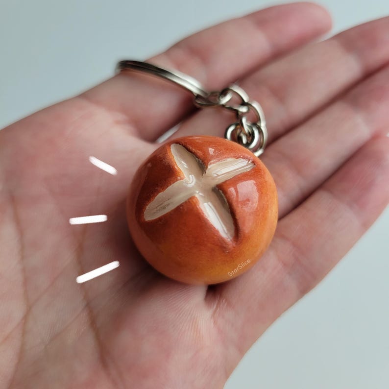 Lil Sourdough Bun Clay Keychain image 2