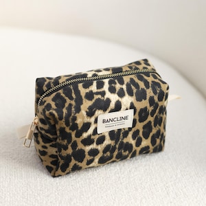 Mini trousse de maquillage faite main à imprimé léopard | Trousse à cosmétiques à imprimé animal | Organisateur d'articles de toilette de voyage