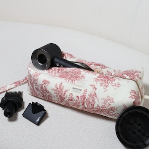 Sac gonflable Dyson fait main | Organiseur d'accessoires pour cheveux | Trousse de voyage en coton matelassé | Pochette de rangement Airstrait