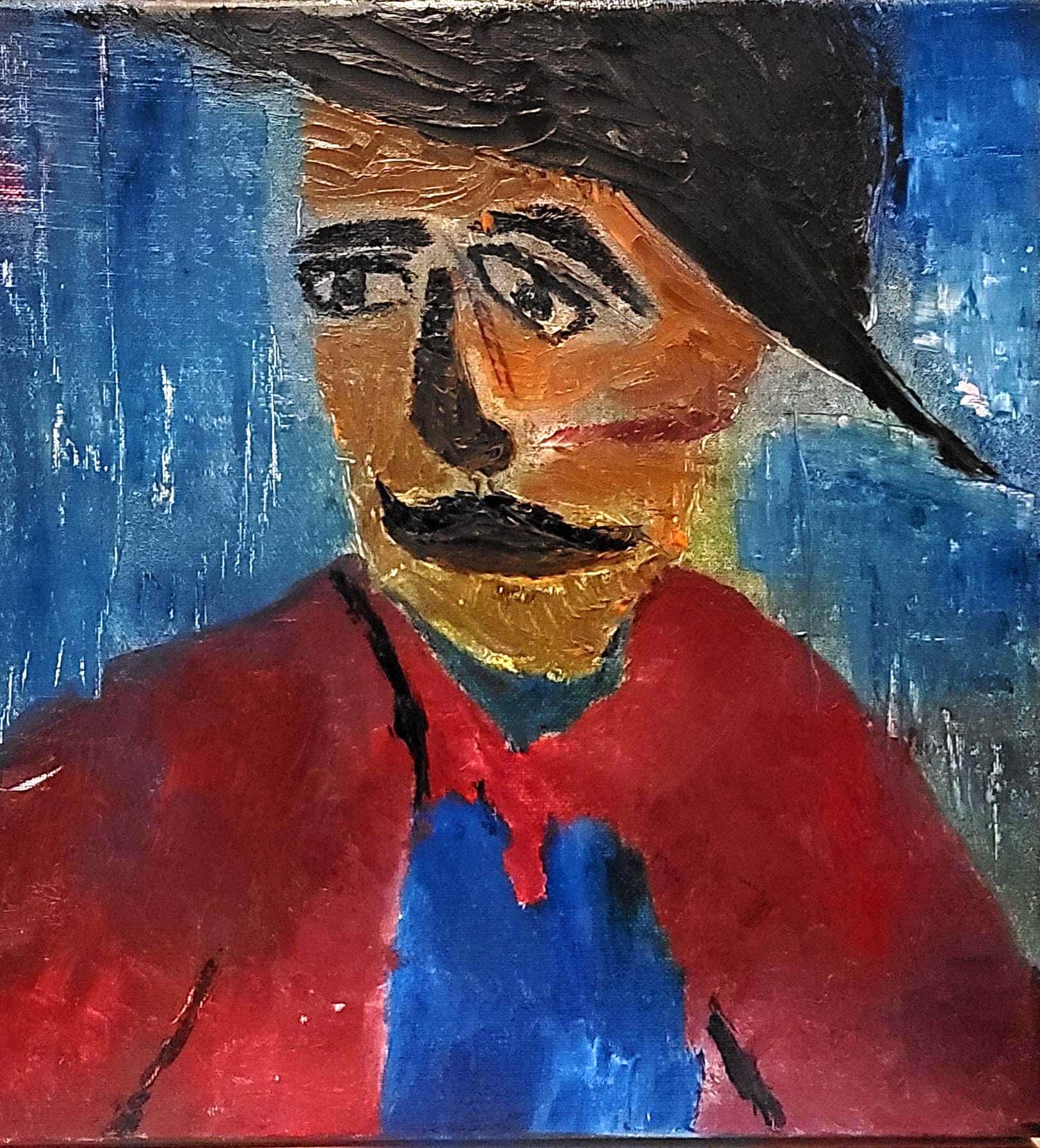 Original Expressionist Portrait Oil Painting, Abstract Face Art, 12x12 Canvas