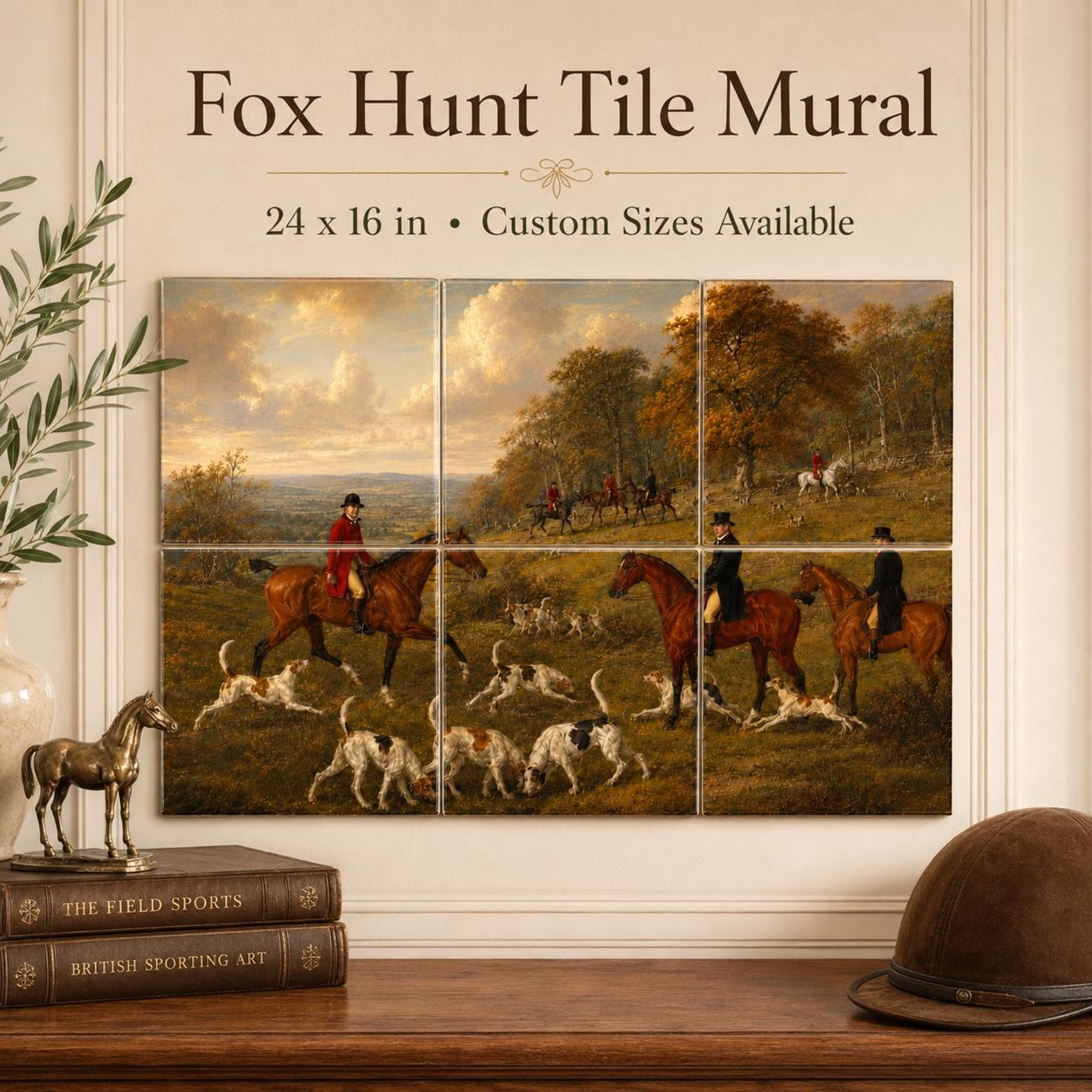 Fox Hunt Equestrian Ceramic Tile Mural