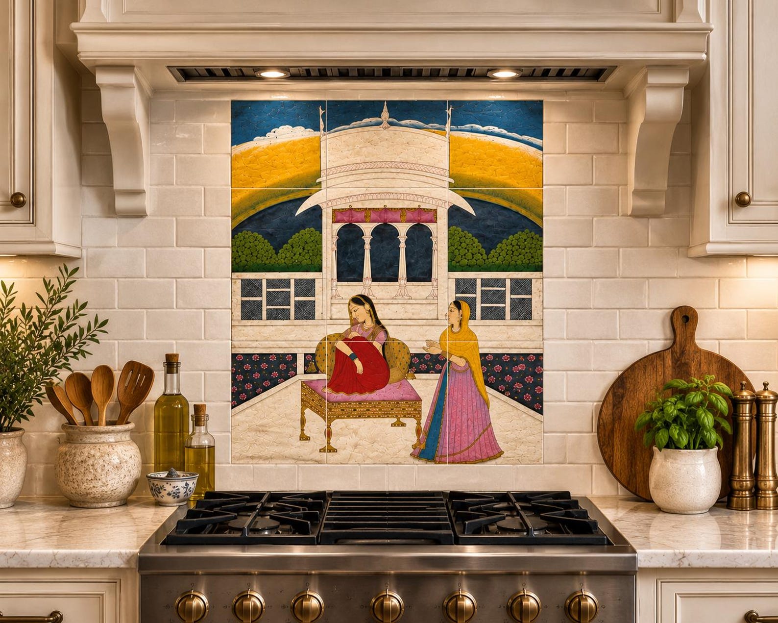 Mughal Garden Princess Ceramic Tile Mural