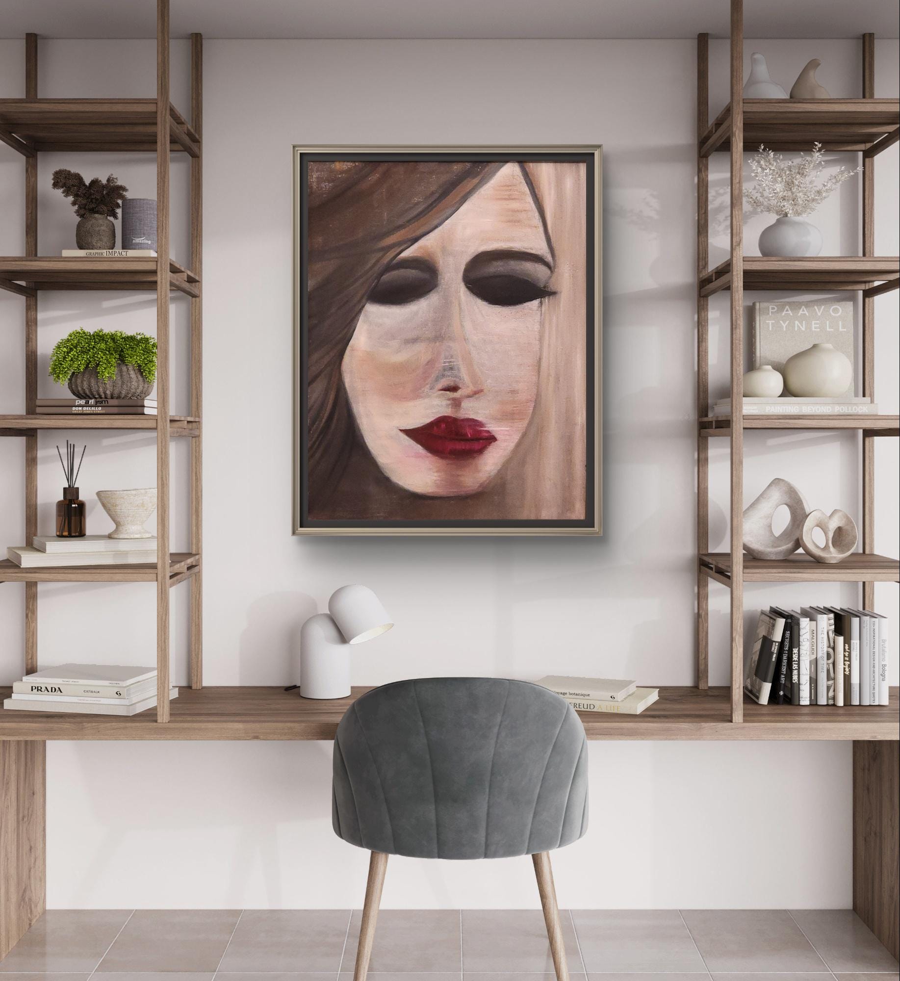 Original Oil Painting Abstract Woman Portrait – Modern Figurative Wall Art – 24x30 Canvas