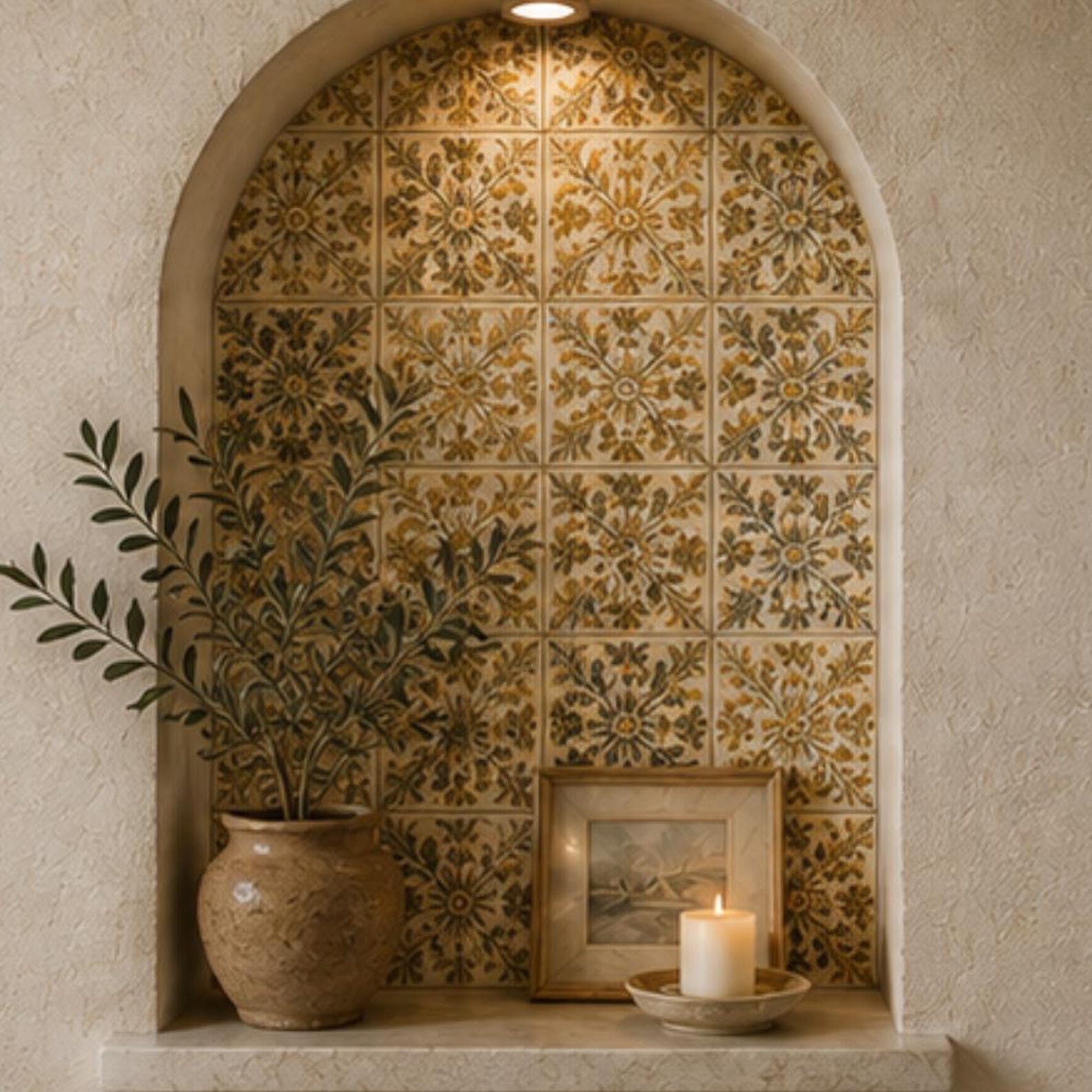 Antique Botanical Ceramic Tile Collection – Set of 16