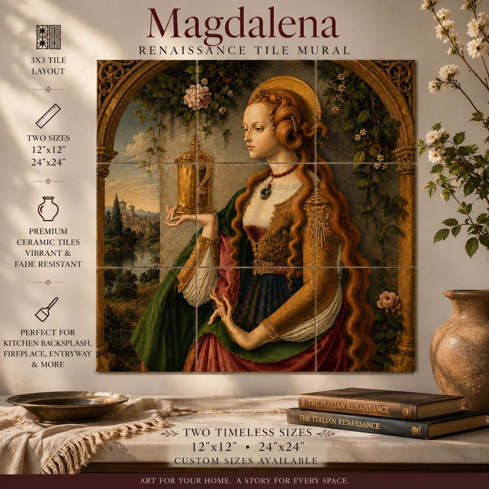 Magdalena Renaissance Ceramic Tile Mural