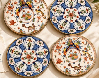 Antique Delft Coasters Set Blue White Heritage Decor Set of 4
