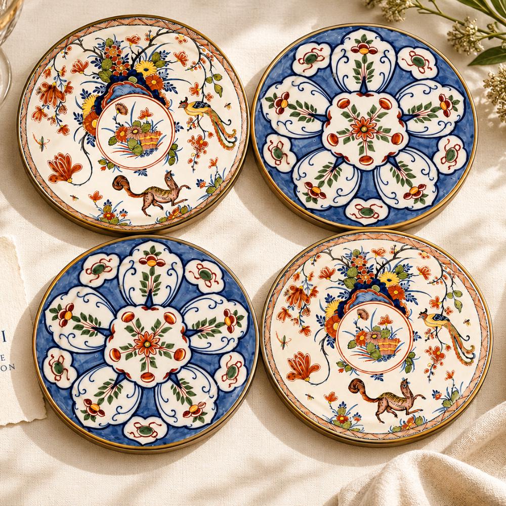 Antique Delft Coasters Set Blue White Heritage Decor Set of 4