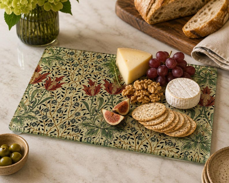 William Morris Style Tempered Glass Cutting Board