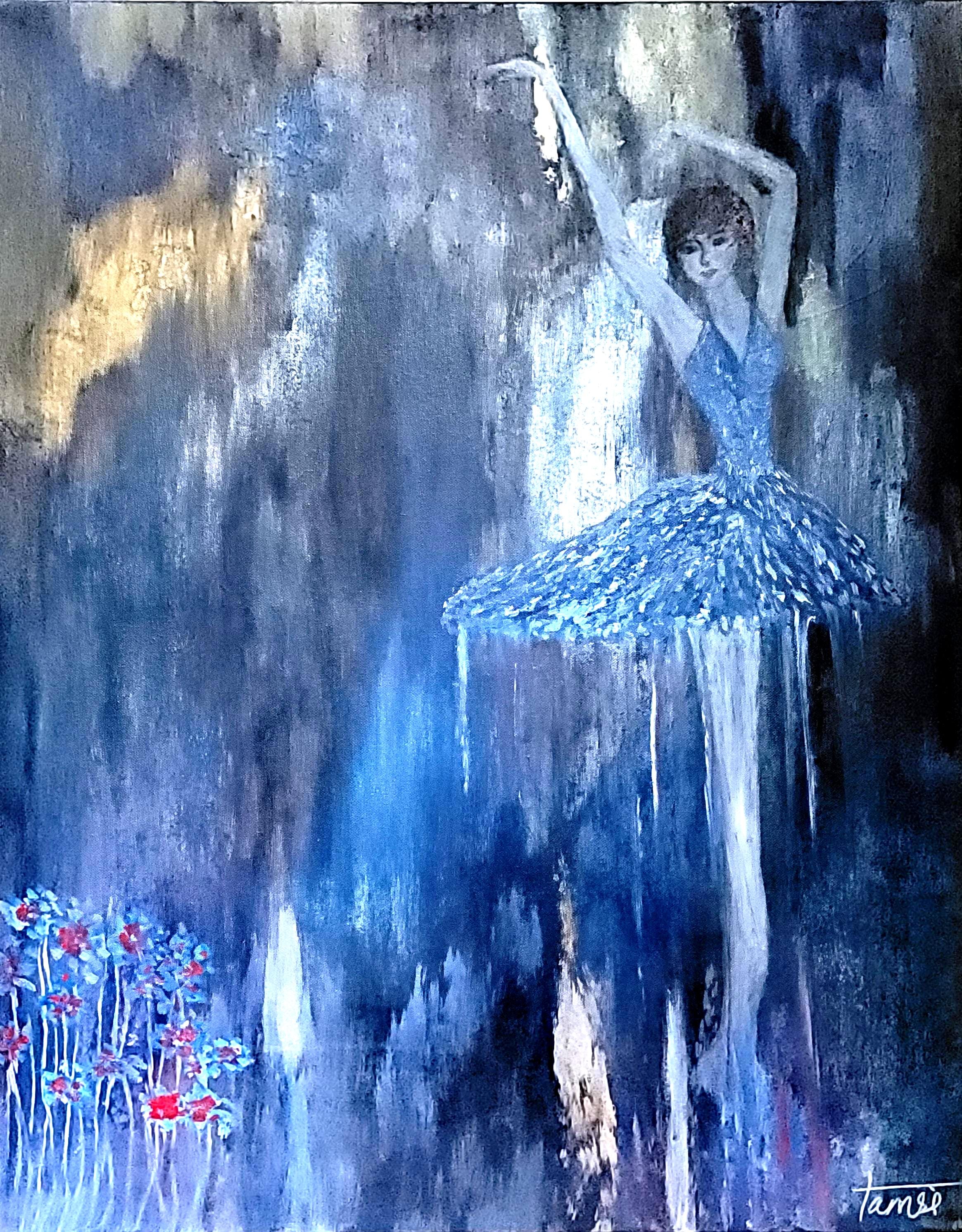 Ballerina Oil Painting: Abstract Portrait, Modern Home Decor (24x30 in)