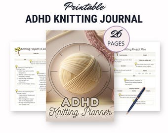 ADHD breien planner dagboek afdrukbare, ambachtelijke projectplanning sjablonen 8,5 x 11 A4 Knitters cadeau notebook Focus Prompts organisator inlegvellen
