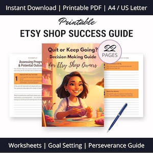 Etsy Shop Success Strategy Plan, Make Decision Guide, Goal Setting, Perseverance, Decide When to Quit Printable PDF, Smart Choices Checklist