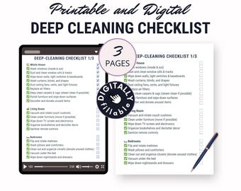 Liste de contrôle pour le nettoyage en profondeur au format PDF imprimable et à remplir numériquement, nettoyage étape par étape des encarts d'agenda, liste de tâches simple, toute application d'annotation