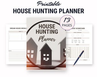 Aménagement de recherche d'une maison avec des pages PDF imprimables, une liste de contrôle pour une nouvelle maison, une recherche d'appartement, des feuilles de travail pour la réinstallation, un cahier d'évaluation de la pièce