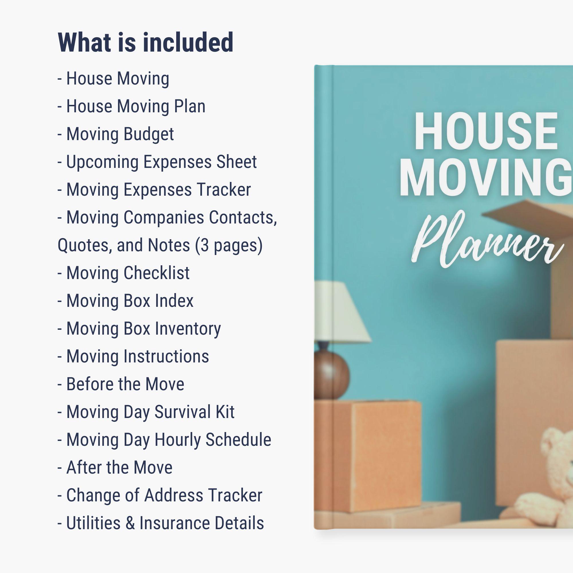 House Moving Planner Inserts Printable PDF, Move in New Home Checklist ...