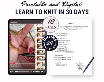 Guide du débutant Apprendre à tricoter, tutoriels vidéo, modèles imprimables (PDF et numérique)