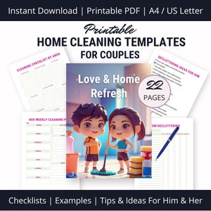 Home Declutter And Cleaning Templates for Couples, Printable Deep Clean Organizer, Clutter-Free Tidy House Checklist With Motivating Example