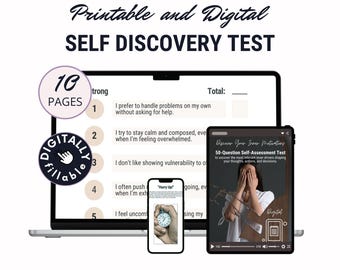 Self Discovery 50 Questions Test, Self Assessment and Reflection, Digitally Fillable PDF, Personal Growth Template Use On Any Annotation App