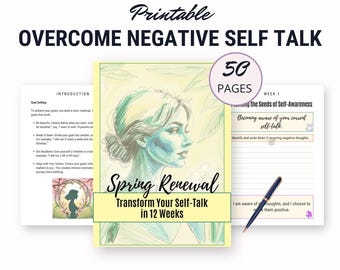 How To Overcome Negative Self Talk and Self Doubt, 12 Week Step By Step Guide, Positive Mindset, Personal Improvement Printable, Self Worth