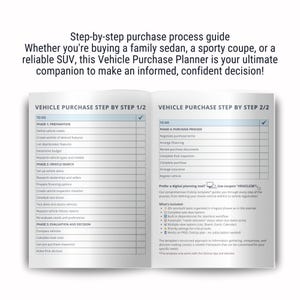 Vehicle Purchase Step By Step Printable Guide, New Car Buying Planner Inserts, Used Car Inspection Checklist PDF, Financing, Ownership Costs image 9