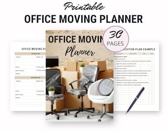 Feuillet d'agenda de déménagement imprimable, liste de contrôle d'emménagement dans un nouveau bureau, changement d'adresse de l'entreprise, guide d'emballage de l'employé, feuille de travail de réinstallation