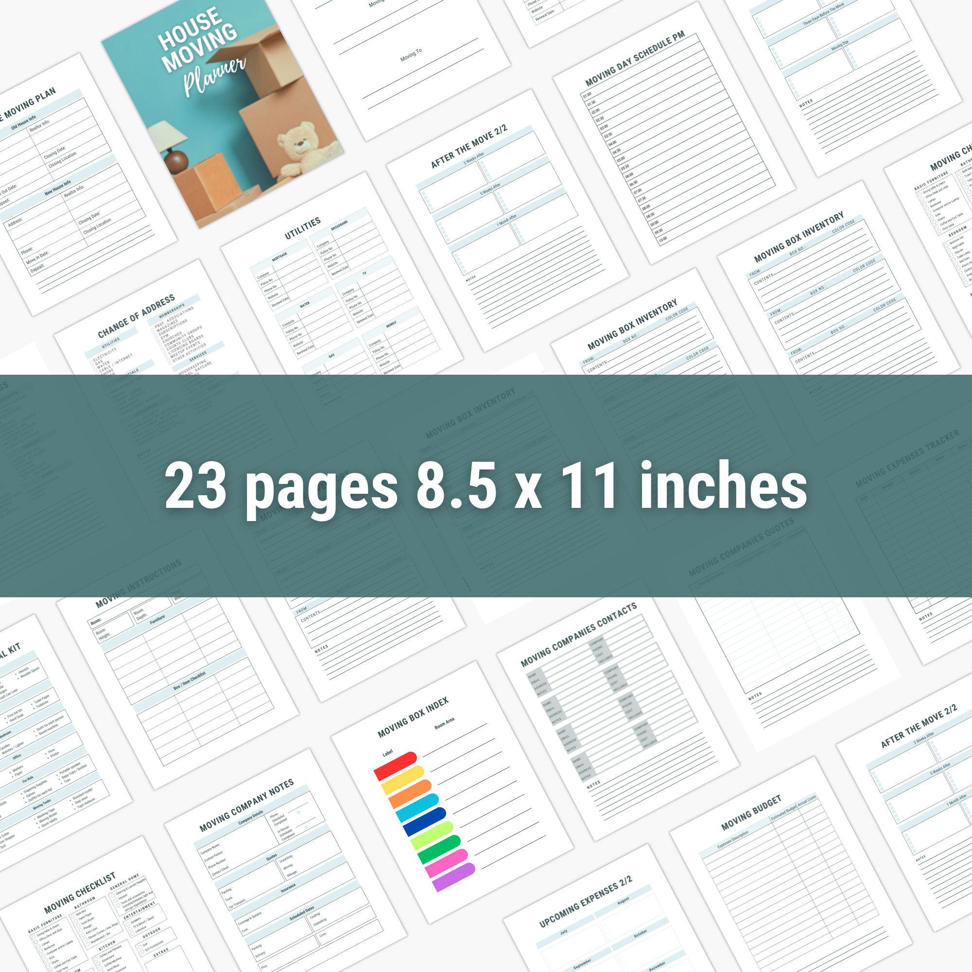 House Moving Planner Inserts Printable PDF, Move in New Home Checklist ...