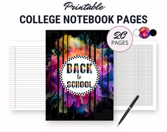 Pages de bloc-notes standard pour étudiants, grand format, ligné universitaire, papier millimétré et papier composite, couvertures personnalisables, ensemble imprimable de séparateurs de matières