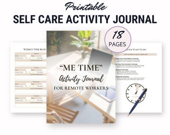 Self Care Activity Journal For Remote Workers, Customizable Gift, Step By Step Motivation Guide, Work From Home Life Balance, Planner Pages