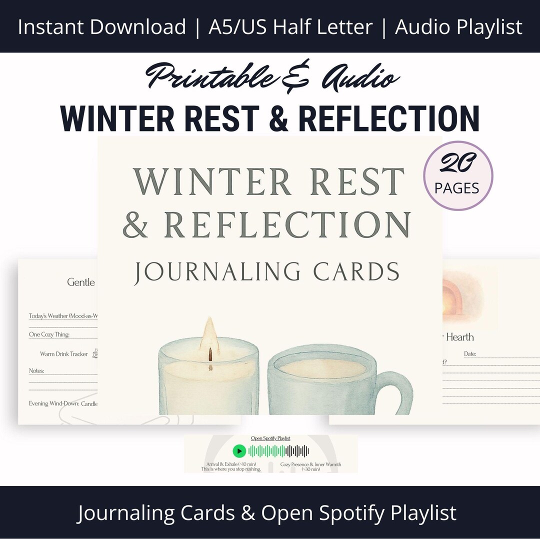 Printable Winter Rest & Reflection Journaling Cards and Spotify ...