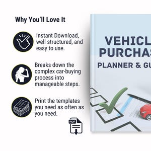 Vehicle Purchase Step By Step Printable Guide, New Car Buying Planner Inserts, Used Car Inspection Checklist PDF, Financing, Ownership Costs image 10