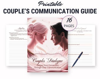 Cahier d'exercices imprimable Compétences en communication pour les couples, fiches d'exercices sur les relations, résolution de conflits, communication efficace, écoute active