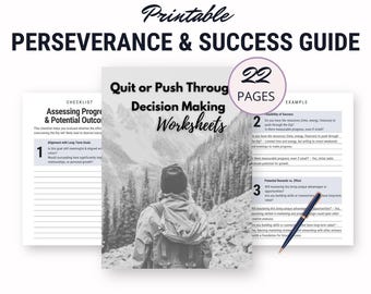 Step By Step Perseverance Guide, Strategy Plan, Make Decision Workbook, Goal Setting, Resilience Printable Journal, Smart Choices Checklist
