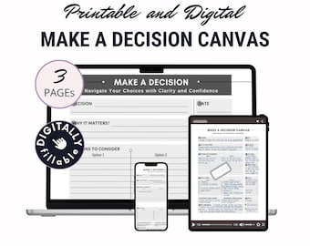 Modèle numérique de prise de décision, remplissable numériquement, encarts pour journal et agenda, PDF interactif, utilisation sur n'importe quelle application d'annotation, design épuré