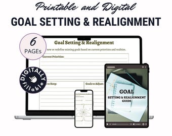 Guide de définition et de réalignement des objectifs, agenda numérique PDF à remplir, outil de planification des actions étape par étape, réévaluation des priorités, outil de suivi des progrès