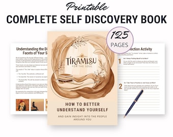 Guide étape par étape de croissance personnelle, invites du journal de réflexion, modèle de connaissance de soi, pleine conscience, cahier d'exercices imprimable de découverte de l'amour de soi