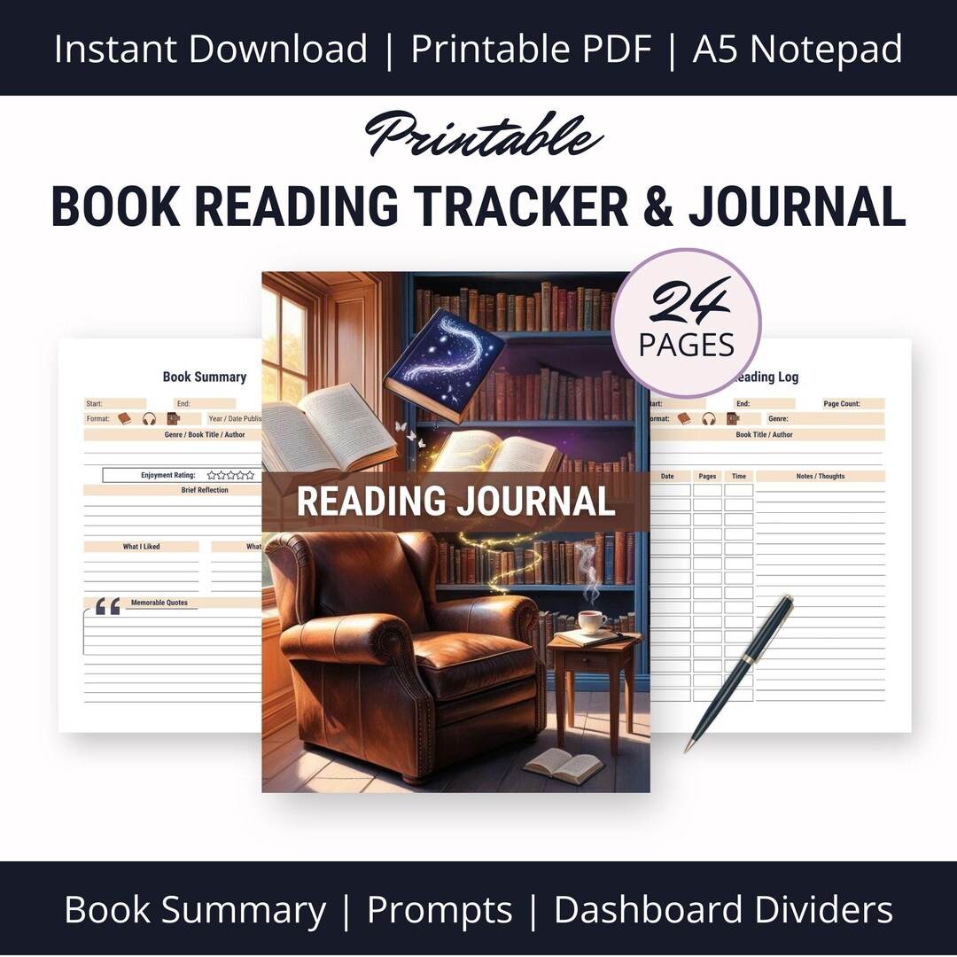 Reading Journal Gener Printable Book Review Journal: Reading Tracker, Genre Dashboard (PDF ...