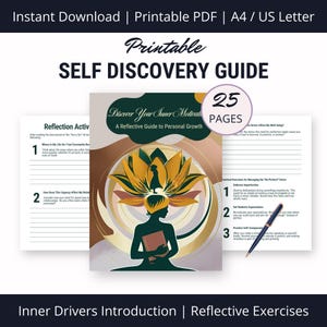 Self Discovery Step By Step Guide For Personal Growth, Reflection Journaling Prompts, Intentional Living Printable PDF Mindfulness Templates
