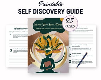 Self Discovery Step By Step Guide For Personal Growth, Reflection Journaling Prompts, Intentional Living Printable PDF Mindfulness Templates