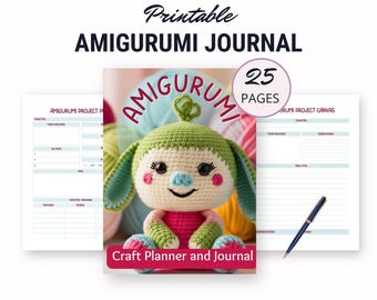 Adorable agenda et journal au crochet Amigurumi, intercalaires PDF imprimables, modèles de planification de passe-temps, cahier cadeau pour artisans, listes de contrôle des fournitures
