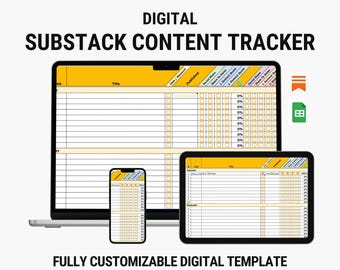 Substack Content Tracker, Customizable Google Sheets Planner Template | Easy Plan, Publish, Track Progress, And Promote Your Publications