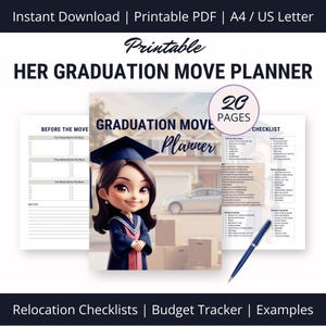 Graduation Move Planner Inserts Printable PDF, Move In New Home Checklist, Address Residence Change, New Apartment Guide, Gift For Graduates