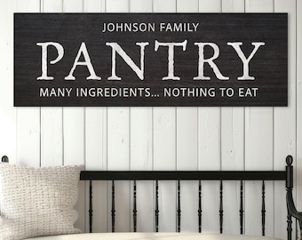 Personalized Pantry Sign – Custom Family Name Kitchen Wall Art, Rustic Modern Farmhouse Pantry Canvas Décor