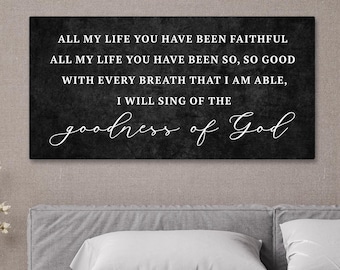 Religious Wall Art – Goodness of God Worship Song Canvas, Faith Home Decor, Christian Inspirational Sign