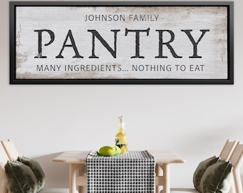 Pantry Wall Art – Personalized Kitchen Canvas Sign, Rustic Farmhouse Pantry Décor with Family Name