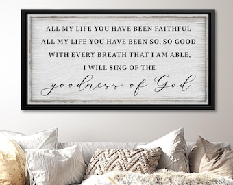 Goodness of God Canvas Wall Art – Christian Scripture Sign, Worship Lyrics Decor, Inspirational Bible Verse Home Decor