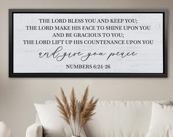 The Lord Bless You and Keep You Canvas, Numbers 6:24-26 Bible Verse Wall Art, Christian Farmhouse Wall Decor, Scripture Canvas Sign
