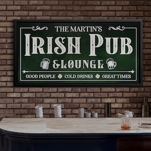 Personalized Pub & Lounge Sign Custom Home Bar Wall Decor Family Name Sign Vintage Man Cave Basement Bar Wall Art Canvas or Outdoor Metal